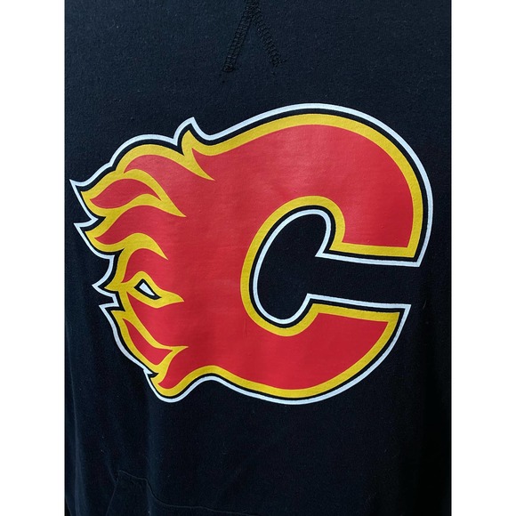 Calgary Flames Hoodie Mens M Black Red Hoodie NHL Hockey Reebok - Picture 10 of 14